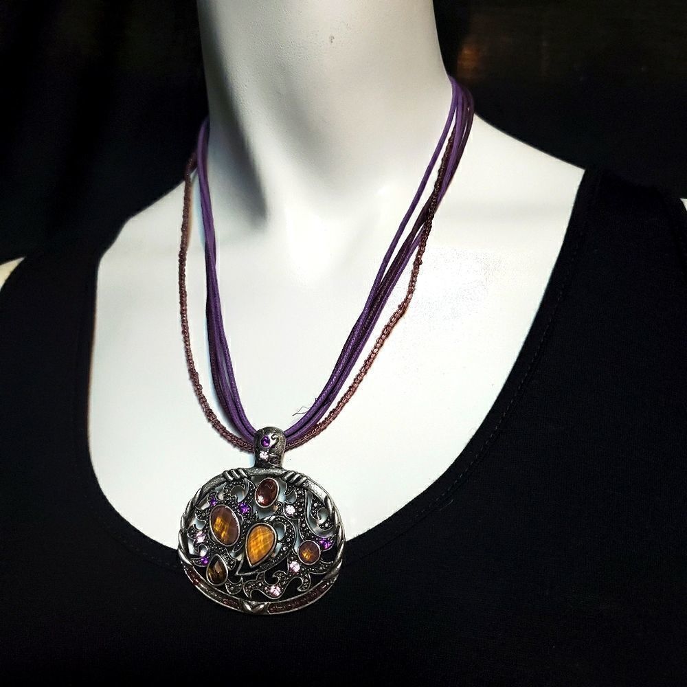 Avenue Purple & Silver Mutli-Strand Necklace